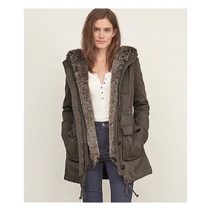 Abercrombie & Fitch faux fur green parka , size S